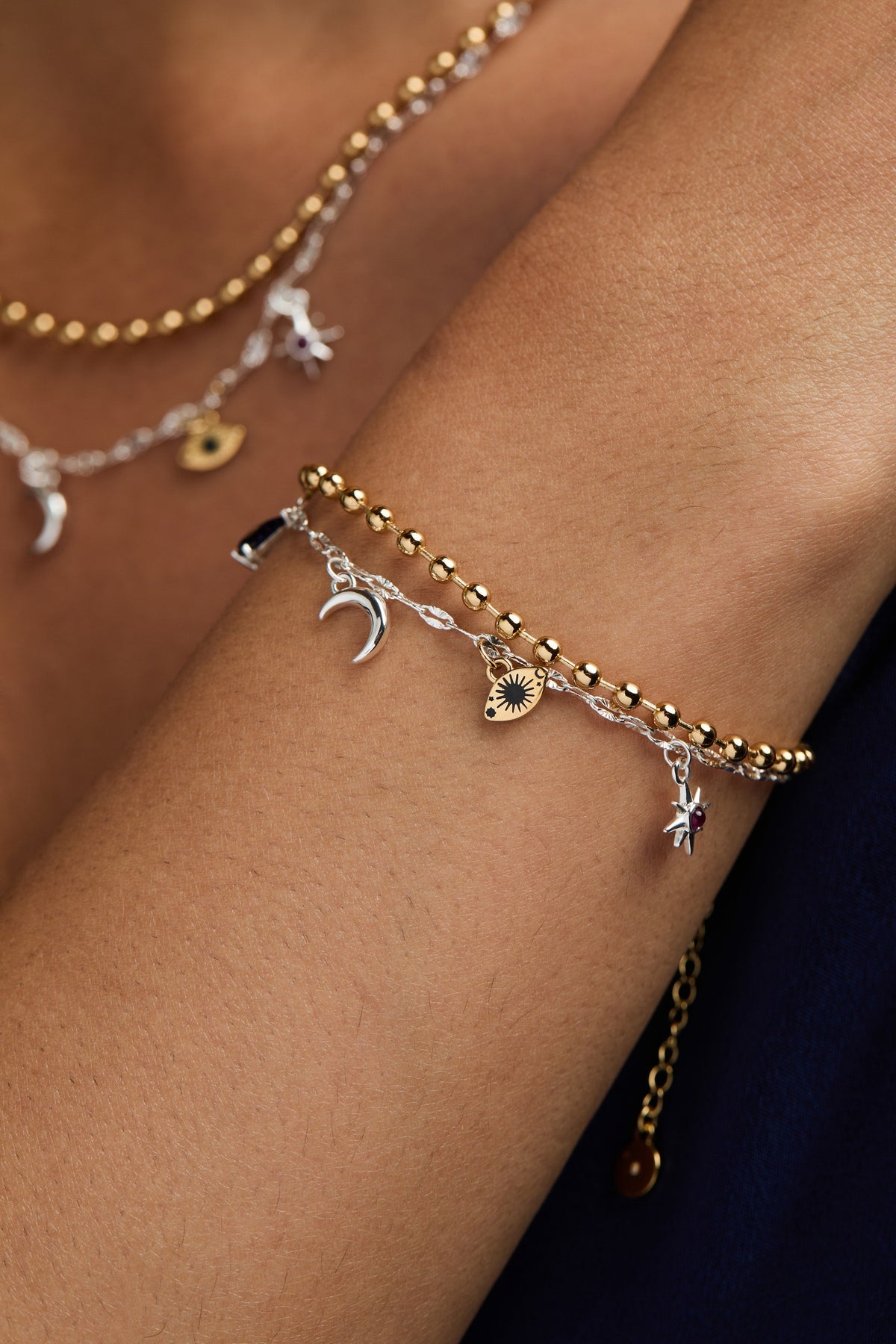 Moon Magic 2 Row Charm Bracelet